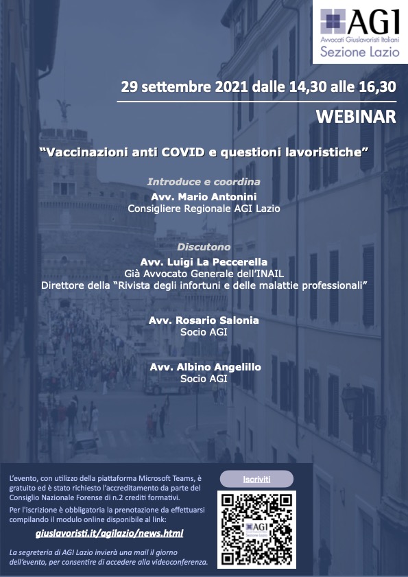 Materiale a margine del Webinar "Vaccinazioni anti COVID e questioni lavoristiche"